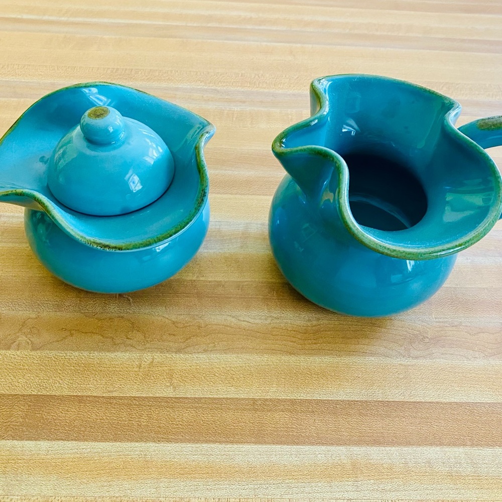 SLAH NIB Tuscan Creamer / Sugar Bowl Set Rare HTF NIB Robin’s Egg Blue